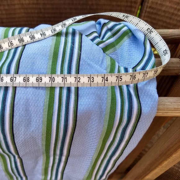 classic timeless blues green white stripe banker's dress shirt - Picture 7 of 9